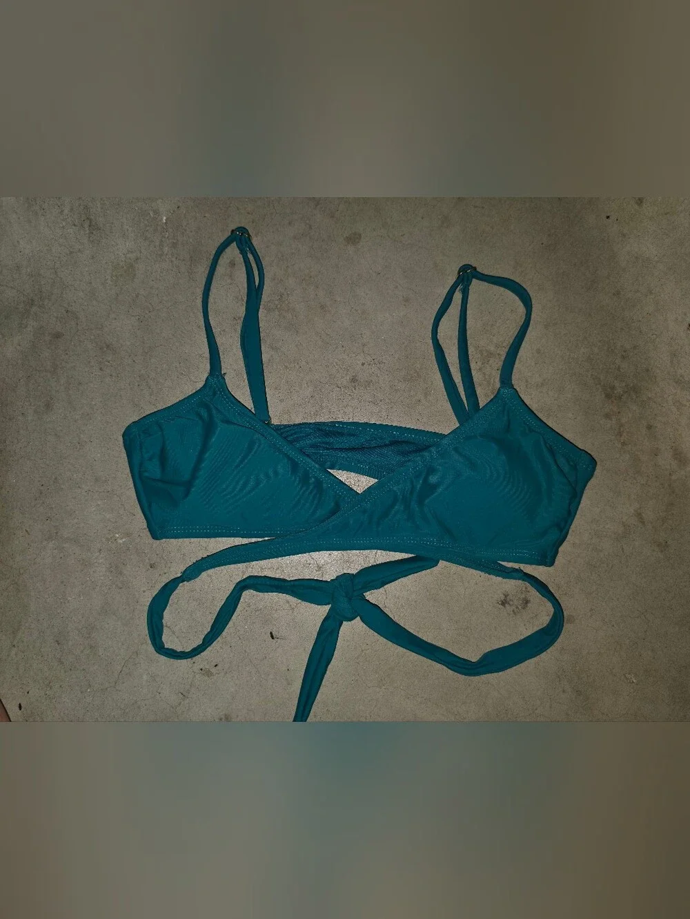 Xhilaration Teal Triangle Swim Top with Tie Straps